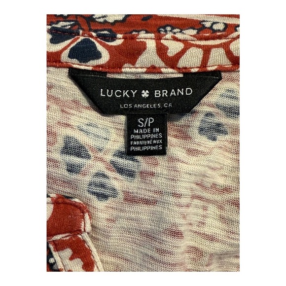 NEW Lucky Brand Floral Print Top Short Sleeve V-Neck Casual Blouse Size Small - Picture 6 of 6